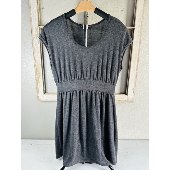 vintage y2k Body Central Dark gray Cap Sleeves grunge boho babydoll dress M - Picture 1 of 8